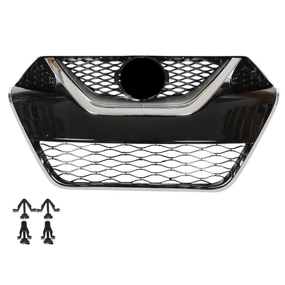 Chrome & Black Front Bumper Grille Grill Kit Fit For Nissan Maxima 2016 2017
