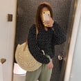 thumbnail image 4 of Honeeladyy Clearance under 10$ Women's Fashion Retro Woven Shoulder Bag Floral Handbag Woven Bag Beach Bag, 4 of 8