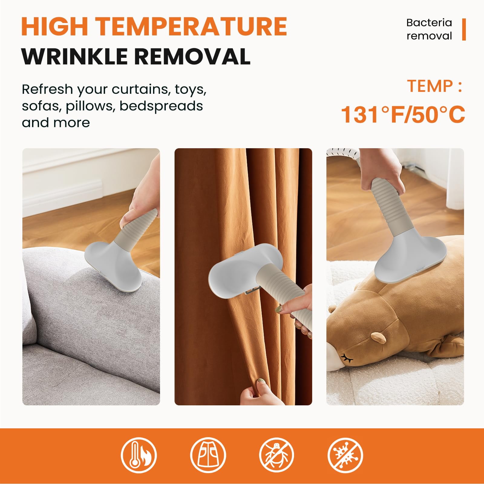 Atilioo Garment Steamer with Wheels, 1500W Powerful Standing Clothes Wrinkle Remover Heats, 1.7L Water Tank for 55 Min Continuous Steaming, Off-white