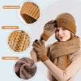 thumbnail image 3 of Eoperou Beanie Hat with Gloves Scarf Set Super Soft Windproof Ultra-Thick Fleece Lining Winter Warm Long Scarf Gloves Set, 3 of 8