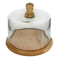 thumbnail image 6 of DecMode Farmhouse Cylindrical Glass Cloche with Brown Round Wooden Finial, 8"W x 6"H, 6 of 11