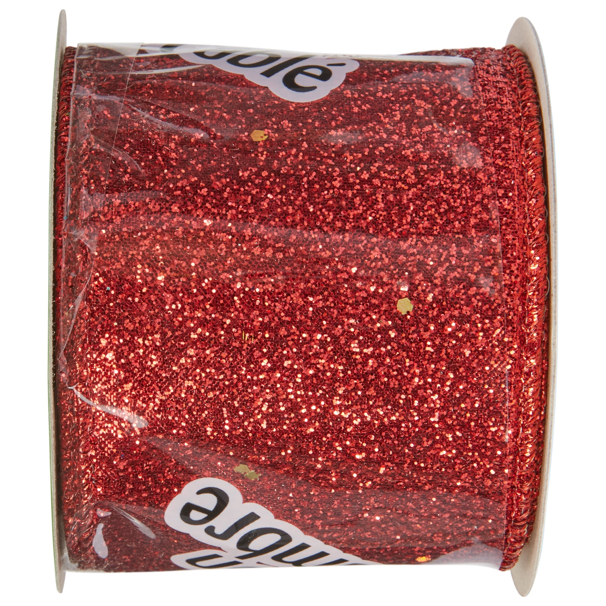 Offray Ribbon, Red 2 1/2 inch Wired Edge Metallic Ribbon, 9 feet