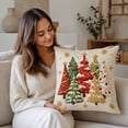 thumbnail image 4 of MYUNNIL Christmas Decorative Throw Pillow Covers, 18 x 18" Farmhouse Beige Double Sided Embroidered Xmas Tree Pattern Linen Cushion Case for Sofa Bedroom Office Decor, 4 of 5