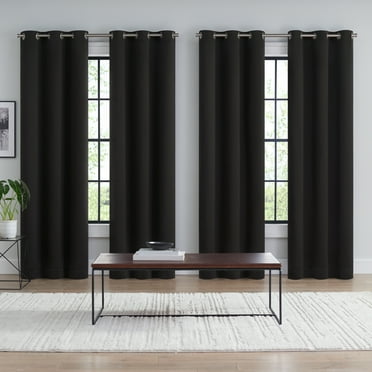 Eclipse Mathis Blackout Solid 4 Pack Window Curtain Panels, Grommet - 37" W x 84" L - Black