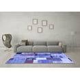 thumbnail image 3 of Ahgly Company Machine Washable Indoor Square Patchwork Blue Transitional Area Rugs, 7' Square, 3 of 4