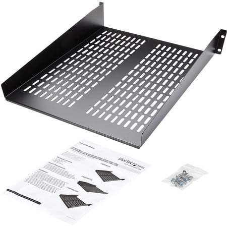 StarTech.com 2U Server Rack Shelf - Universal Vented Rack Mount Cantilever Tray for 19 Network Equipment Rack & Cabinet - Heavy Duty Steel - Weight Capacity 50lb/23kg - 22 Deep Shelf