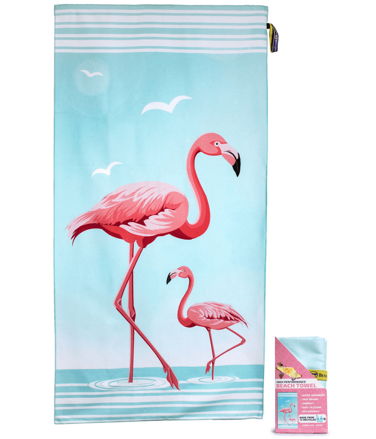 New Garden Green Flamingo Beach Bath Pool Gift Towel Bird Pink Starfish Shells 
