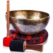 Large Tibetan Singing Bowl Set - 9" Master Healing Grade For Sound Bath Chakra 7 Metal Meditation Yoga By Himalayan Bazaar