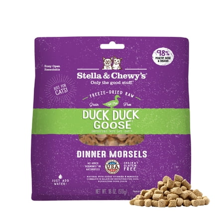 Stella & Chewy s Freeze-Dried Dinner Morsels for Cats - Duck Duck Goose Recipe - 18 Ounce Bag