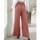 thumbnail image 5 of Pantalones elásticos rosas para mujer: estilo casual, de trabajo y de playa, talla M, pantalones de cintura alta y pierna ancha, 5 of 7