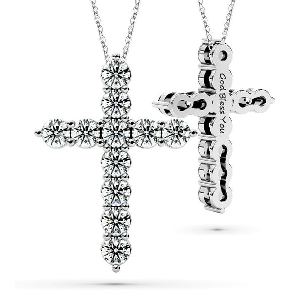 Moissanite Cross Necklace for Women Faith Pendant Christian Gifts Rodium Sterling Silver Jewelry for Her Wife Daughter Granddaughter Mom Grandma Anniversary Christmas Birthday Mothers Day Petite