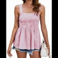 thumbnail image 3 of Camisetas Sin Mangas para Mujer, Blusas de Verano A con Fruncido, Cuello Cuadrado, Sin Mangas, Camisa Babydoll, Rosa, Talla M, 3 of 9