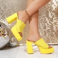 thumbnail image 6 of Women's Ribbed Knit Platform Mules, Trendy Open Toe Chunky Heel Slides, Comfortable Solid Color Slip On Heels for Summer, Plus Size Available for Wide Feet, Fashionable Outdoor Dress Shoes, 6 of 10