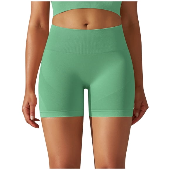 cfhntfmh Biker Shorts for Women Stretch Ribbed Elastic Waisted Skinny Shorts Soft Workout Sports Yoga Short Leggings