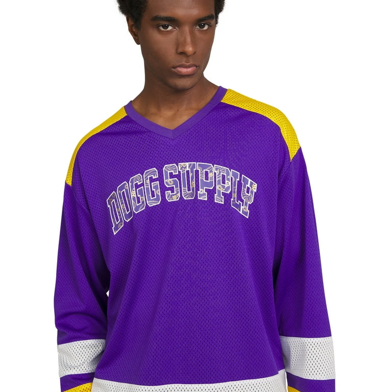 Dogg Supply Men s and Women s Long Sleeve V Neck Mesh Hockey Jersey Sizes XS 3XL Walmart