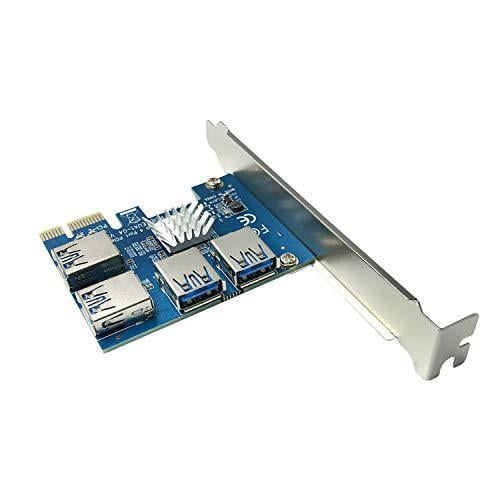 aaawave pci express 1x to 16x riser card 1 to 4 usb3.0 multiplier hub adapter (pack of 1)