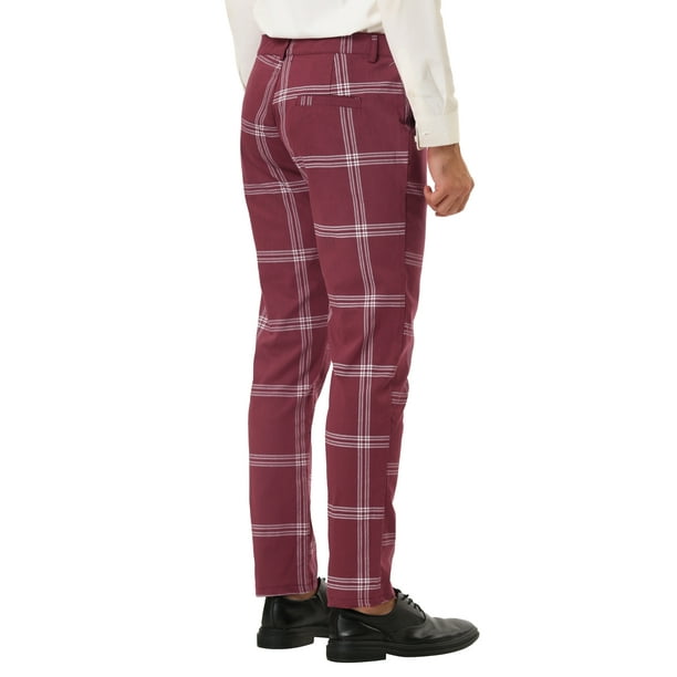 burgundy plaid dress pants Two-Pocket Dress Pant | Bootcut (Burgundy Plaid) main image 1
