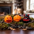 thumbnail image 4 of Halloween Pumpkin Decor, Funny Jack-o'-Lantern Tabletop Figurine with Black Horns, Small Orange Ornament for Shelf,Party and Indoor Home Decorations, 4 of 7