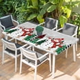 thumbnail image 2 of Grey Snowman Christmas Table Cloths for 5 Foot Rectangle Tables, Xmas Tree Snowflake Elk Winter Patio Waterproof Elastic Fitted Tablecloths, Washable Rectangular Table Cover for Camping, 2 of 8