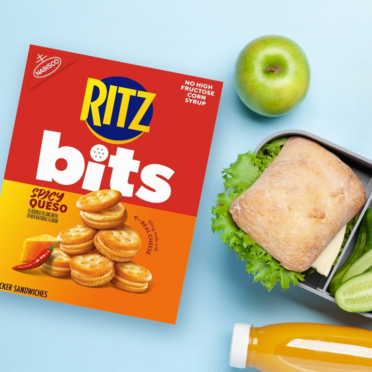 RITZ Bits Spicy Queso Cheese Sandwich Crackers, Snacks, 8.8 oz