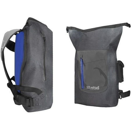 UPC: 0023534069015 | Mustad Dry Backpack 30 Liter Side Access Dark Grey/Blue 500D Tarpaulin PVC