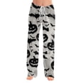 thumbnail image 3 of Fabrcox Halloween Pajama Pants for Women Pumpkin Ghost Moon Sleep Pants Women Fall Winter Festival Soft Lounge Pants Women Black XXL, 3 of 6