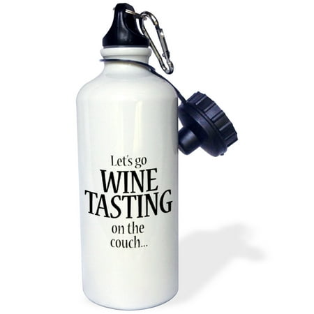 3dRose Lets go wine tasting on the couch, Sports Water Bottle,