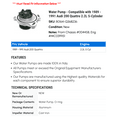 thumbnail image 2 of Water Pump - Compatible with 1989 - 1991 Audi 200 Quattro 2.2L 5-Cylinder 1990, 2 of 2
