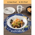 thumbnail image 3 of 13 Inch Round Placemats Set of 6, You Are My Sunshine Non Slip Heat Insulation PP Table Mats, Yellow Sunflowers Cute Bees Heart Blue Washable Place Mats for Kitchen Dining Party Table Decor, 3 of 7