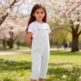 thumbnail image 4 of NAISIBABY Girls Overalls Jumpsuit, Bib Pocket Loose Cute Rolled Straight Leg Summer Casual Fashion Romper White 11T, 4 of 8