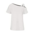 thumbnail image 4 of aidice Tee Shirts for Women Strap Short Sleeve off Shoulder Tops Loose Comfy Summer Trendy Women's Casual Shirts, 4 of 5
