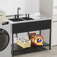 thumbnail image 2 of Ktaxon Stainless Steel Double Bowl Utility Sink, Free Standing Sink with Faucet, Perfect for Laundry Room, Kitchen, Restaurant, Garage, Backyard, 23"D x 48"W x 39"H, 2 of 8