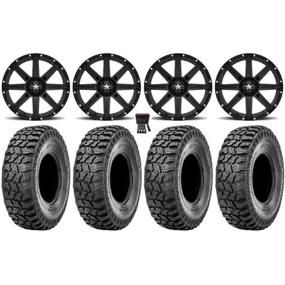 MSA Clutch 14" Wheels Black 27" Ridge Saw 2.0 Tires Can-Am Maverick X3 / Honda Pioneer 1000 / Talon