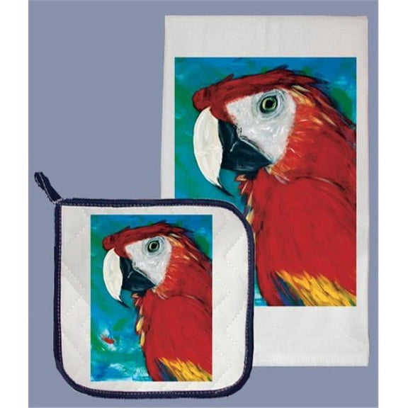 Pipsqueak Productions DP879 Macaw Dish Towel And Pot Holder Set