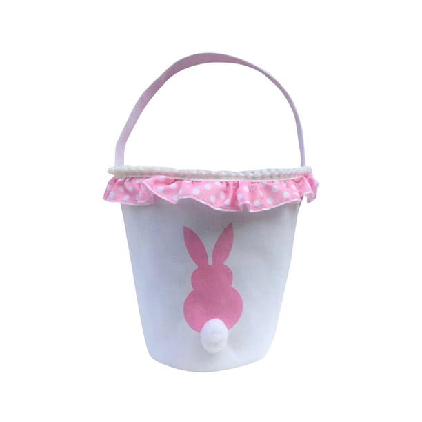 Advancent Bolsa de conejito de gran capacidad, cesta de Pascua resistente al desgaste, cubos de vacaciones presentes, patrones surtidos, bolsas Almacenamiento y organización del hogar encaje rosa