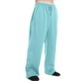 thumbnail image 5 of Jogging Pants Men Heavyweight Fleece Sweatpants Loose Fit Open Bottom Workout Athletic Pants with Pockets Cyan L, 5 of 6