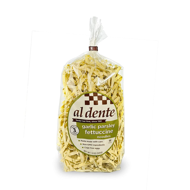 Al Dente Garlic Parsley Fettuccine Pasta Enriched Noodles, 3Pack 12 oz