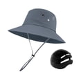 thumbnail image 2 of Sombrero de pescador con ancha ajustable y portátil, con carcasa rígida interior para golf, jardinería, trabajo al libre, playa y equitación. Gris, 2 of 9