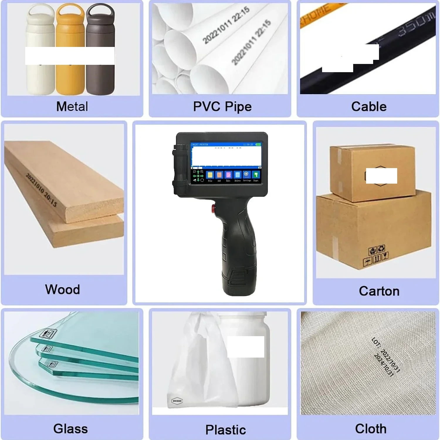 12.7mm Portable Printer Handheld Inkjet Printer Without Ink Text QR Barcode Batch Number Date Label Printer ,Widely Use