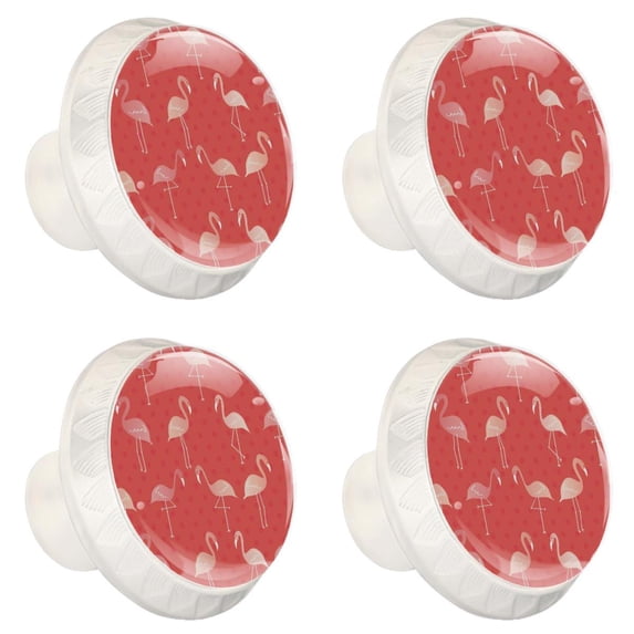 4 Pcs Flamingo Knobs for Kitchen Cabinet Cupboard Dresser Bookcase Drawer Pulls Handles Round Home Decor
