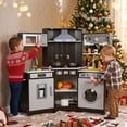 thumbnail image 4 of TLSUNNY Toddler Corner Play Kitchen Set, Wooden Toy Kitchen W/ Stove, Range Hood W/ Lights & Sound, Washer, Ice Maker, Accessories, for Ages 3+, 4 of 8