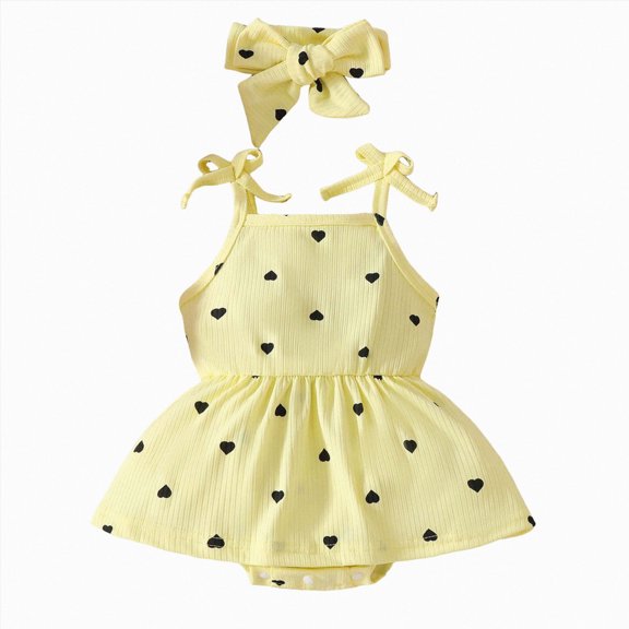 Splozh Baby Girls Rompers Newborn Toddler Girl Clothes Gift Infant Summer Bodysuit Tops Outfits Newborn Going Home Outfit Girl,Yellow,6-9 Months