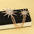 thumbnail image 4 of MLINS Charming Star Brooch Crystal Rhinestone Studded Chic Brooch with Chain Tassel(Golden), 4 of 7