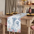 thumbnail image 6 of Coastal Jellyfish Cotton Linen Table Runner for Dining Kitchen, Summer Beach Nautical Ocean Coral Seahorse Wedding Outdoor Party Tablerunners, Dresser Scarf Coffee Tablecloth Runners 13x70 Inches, 6 of 8