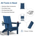 thumbnail image 5 of JUSTLET Outdoor Patio Chair with 2 Cup Holder, HDPE Folding Adirondack Chair, Navy Blue, 5 of 10