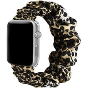 Mugust Scrunchie Elastic Watch Band Compatible with Apple Watch Bands 38mm 42mm 40mm 44mm, Soft Cloth Pattern Printed