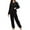 Black, variant on Womens 2 Piece Outfits Sweatsuit Sets Solid Color Lounge Hoodie Plus Size Fall Clothes Fashion Clothing Crewneck Track Suits Brown Size XXL Long Sleeve