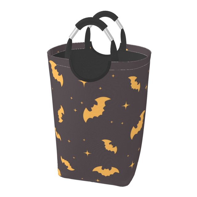 DouZhe 50L Rectangular Laundry Basket, Horror Halloween Bat Vampire Prints Waterproof Foldable Laundry Hamper with Aluminum Handles