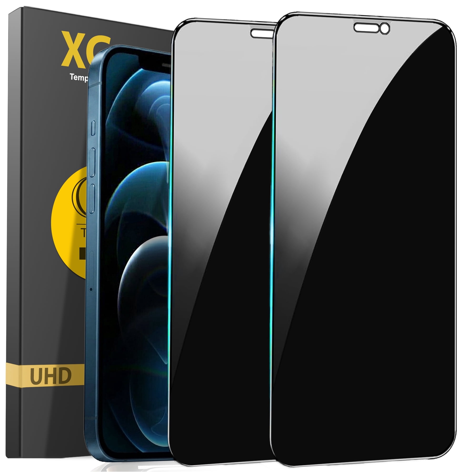 NevEND For Apple iPhone 12 Pro Max Privacy Screen Protector, 2-Pack Shatterproof Tempered Glass Film 6.7"