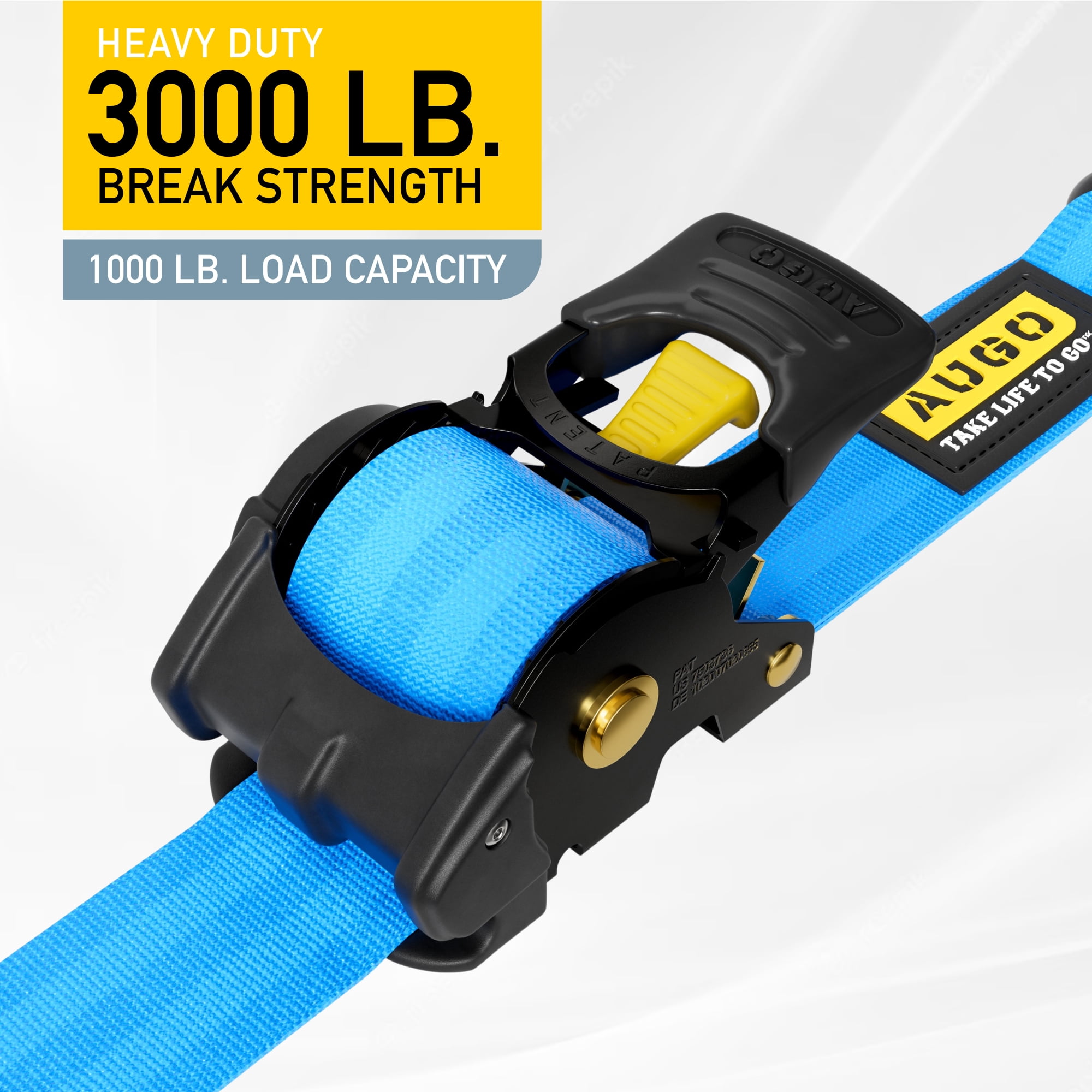 AUGO Retractable Ratchet Straps | 2 Heavy Duty Ratchet Straps Self Retractable Tie Down Straps with Soft Loops & Storage Bag for Motorcycle, Truck, Trailer, Cargo Van |3000 Lb Break Strength 2” x 10’
